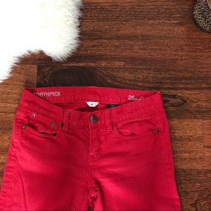 JCrew red skinny jeans
